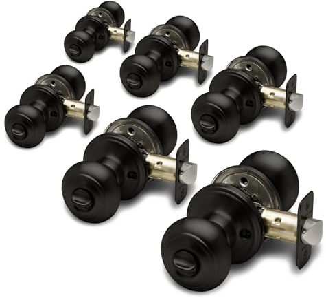 Copper Creek CK2020BC-3 Colonial Passage Function Door 3 knob Multipack, Black Finish