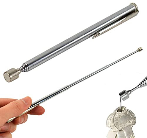 MagnetischeTeleskopstab,Magnetgreifer Magnetheber, Magnetheber Ausziehbar,Ausziehbares Magnet Pick Up Tool,Magnetisches Aufnahmewerkzeug,Magnetstab,Für Haus Werkstatt Schrauben Gabelschlüssel,Silber
