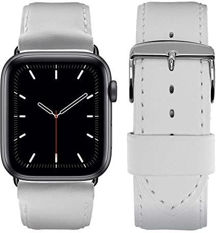 Eternel - Correa compatible Apple Watch Holi Blanco 42/44/45mm/Ultra adaptadores gris espacial hecho a mano en Francia - Compatible con todos los Apple Watch