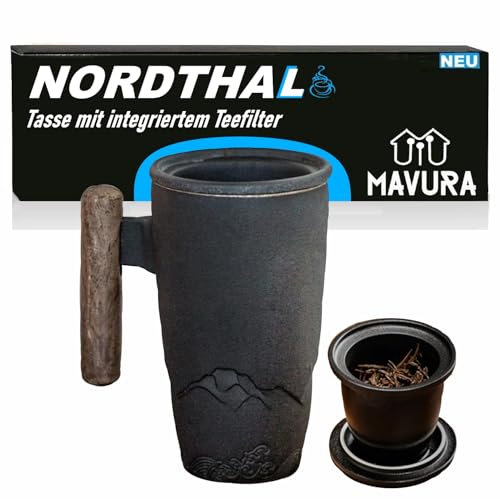 NORDTHAL Teebecher Set Tasse mit integriertem Teefilter handgefertigt