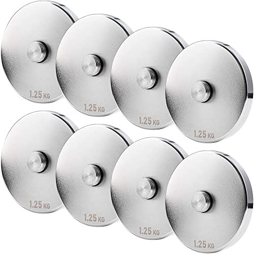 Northdeer 8 Stück 1,25kg Hantelscheiben für 10kg Stahlhanteln (Silver)