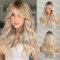 HAIRCUBE Lange Blonde Perücken für Damen Kunsthaarperücke mit Fransen