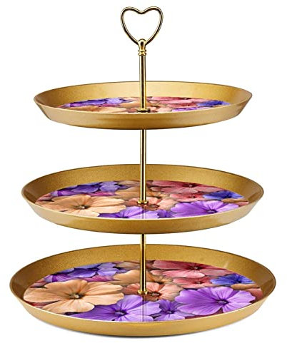 Cupcake-Ständer mit 3 Etagen, bunte Geranie, Blume, Desserttisch, gestufte Serviertabletts für Partys