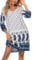 Zeagoo Women's Dress Summer Dresses Casual V Neck Midi Dress 3/4 Sleeve A-line Dress Sundress Tunic Dress White XL