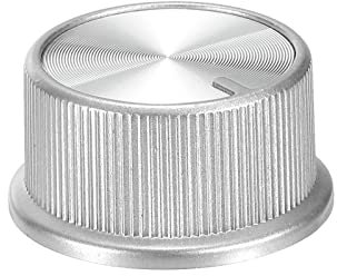 sourcing map Potentiometer Control Knob ABS Guitar Knob for 6mm D Type Shaft Electric Guitar Power Amplifiers Stereos,Bass Volume Tone 180 Degrees Rotary Knob Silver 1PCS