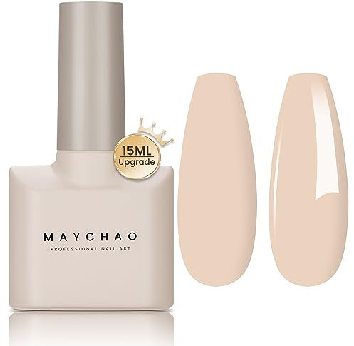 MAYCHAO 15ML Neutral Nude Gel Nail Polish, Soak Off UV LED Skin Tones Polish, Nail Art Starter Manicure Salon DIY at Home, 0.5 OZ