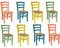 8er Set Holzstühle Venedig Landschaft 2 Orange 2 Türkis 2 Gelb 2 Grün