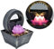 Innenbrunnen, Tischbrunnen mit Led, LED Wasserfall Brunnen Indoor, 3V USB Kunststoffblumen-Wasserbrunnen, 16,5x11,5x11,5cm, Zimmerbrunnen Wasserfall, für Zuhause Bürotisch