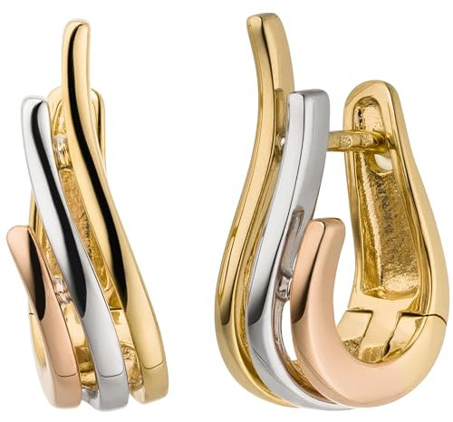 Jobo Damen-Ohrringe aus 14 Karat 585 Gold Tricolor-Optik