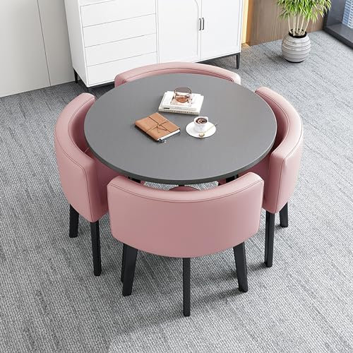 Runder Esstisch Und 4 Stühle Set, Besprechungstisch Rund Mit Stühlen, Rezeption Tisch Und Stuhl Kombination, EIN Tisch Vier Stühle, Tischdurchmesser 80 cm, Für Esszimmer, Café Und Kleine Räume (Color