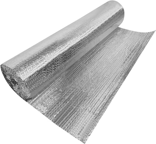 PILBELLES Isolant Thermique en Film Aluminisé a Bulles Triple Face 3mm | 0,5 x 25 m (12,5 m²) Résistant pour Réflecteur Radiateur de Chaleur et Protéger Contre Froid Idéal pour Fenetre, Voiture, Porte