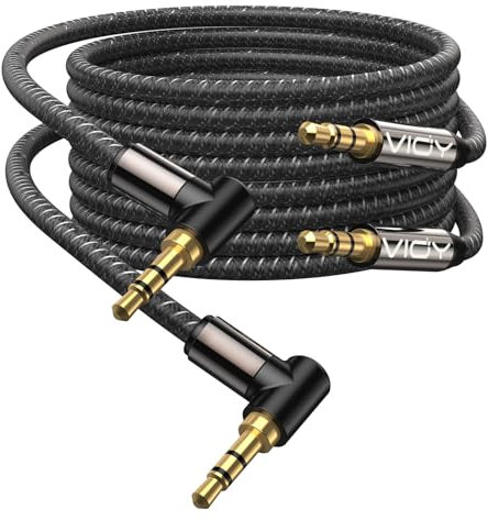 VIOY 3.5mm Aux Cable [2 Pack 3m+3m]-Right Angle Male to Male -Copper Shell-Braided Auxiliary Cord Compatible with Car TV Laptop Phone MP3 Earphone Speaker Amp