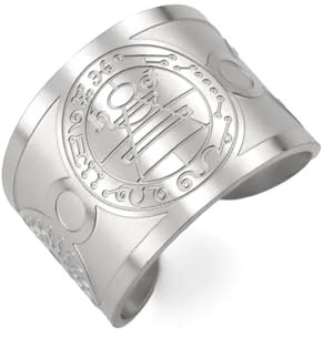 Amaxer Anello con sigillo segreto di Salomone, amuleto, amuleto, regolabile, per uomini e donne, Acciaio inossidabile