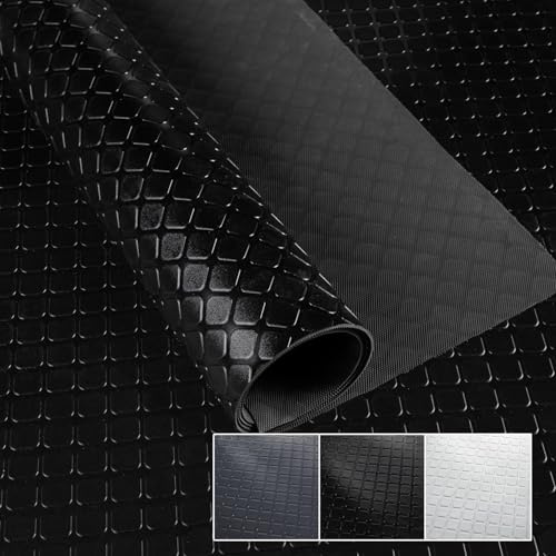 PVC Bodenbelag Meterware 1,5mm Antirutschmatte Bodenmatte geruchslos Noppenmatte Riffelblechmatte Tränenblech Karo Dionis rutschfest Karo Schwarz 600x100cm