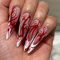 24 PCS Halloween Press on Nails Stiletto French False Nails Glossy Long Fake Nails with Design for Women and Girls Party Salon
