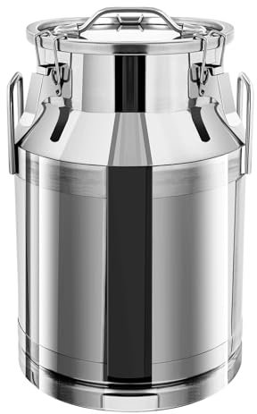 Milchkanne aus Edelstahl, 12-60L Schwerlast Luftdichte Milchkanne mit auslaufsicherer Deckel mit Verschlussclips & Silikondichtung, Große Milchkännchen zum Transportieren oder Aufbewahrung (30L)