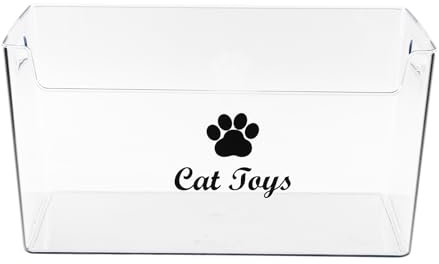 Cat Toy Bin,Cat Shallow Toy Baskets,Clear Cat Toys Storage Bins,Acrylic Pet Supplies Storage Basket with Handle,Premium Quality, Easy To Clean,for Cat Toys, Coats, Clothing, Blankets, and Treats