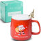ZONSUSE Tazza di Babbo Natale, Tazza da Caffè Natalizia Originale,Tazza di Buon Natale,Tazza Natalizia con Coperchio e Paletta per Albero di Natale,Regali Natale Originali Donna Uomo 380ml (B-Rosso)