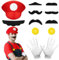 WEARXI Mario Kostüm Accessories, Mario Kostüm Kinder, Halloween Kostüm Kinder Herren, Karneval Kostüm Herren, Faschingskostüme Männer, Fasching Kostüme Herren Kostüm Set Deko