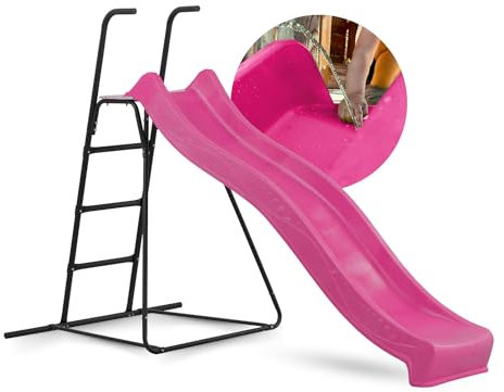 Spielturmking® Kinder Rutsche mit Podest Outdoor Garten Spielgeräte, Stabile Wasserrutsche mit Leiter für Kinder, Alternative zu Indoor Spielgeräten, 2,30 Meter lang (Pink)