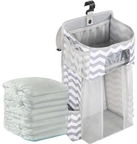 Windel-Organizer für Kinderbett, Windel-Organizer für Wickelunterlage und Wiege, Babyzimmer-Organizer für Windeln, Zubehör für Neugeborene, Windel-Organizer zum Aufhängen