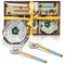 Finsink Sushi Geschirr 2 Personen 6 Pcs Keramik Dipschalen Set Blau Weiß Muster Sushi Servier Set Perfekt als Geschenke für Paare oder Geburtstag