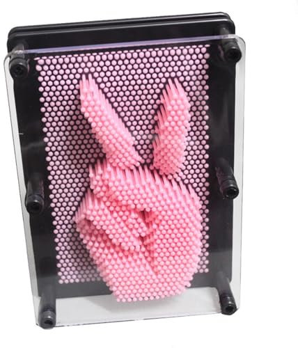 MINGZE 3-Dimensional Pin Sculpture, 3D Pin Art Board, Jouet de Moule de Main d'impression de Broche, Sculptures Classiques de Jouet d'art de Pin, Jouet pour des Enfants et des Adultes (Rose)