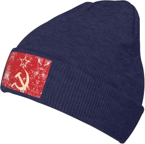 Strickmütze Beanie Mütze Kommunismus Sowjetunion Retro Flagge Laufmütze Herren Atmungsaktivem Nachtmütze Unisex Wintermütze Für Radfahren, Skifahren, Motorradfahren