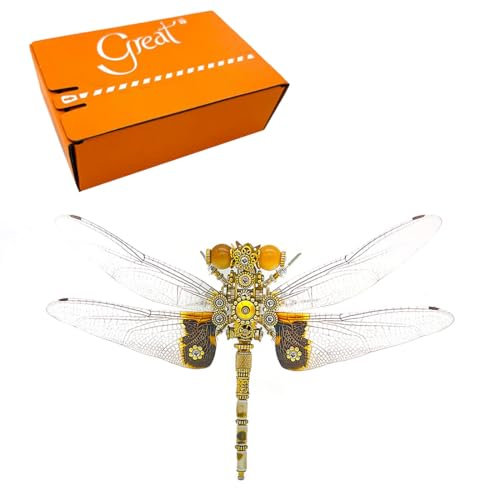 XKlemBauklode 3D Metall Puzzle Insekt Modell, Metallic Libelle 3D Puzzles Modell, DIY Steampunk Metall Puzzles für Erwachsene Weihnachten Geburtstag (200PCS)