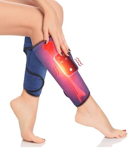 Massage Mollet, Masseur de Jambe Chauffant Sans Fil, Masseur de Mollet Rechargeable pour la Circulation avec 3 Intensités et 3 Modes, Massage Jambes Pressothérapie, Taille Ajustable