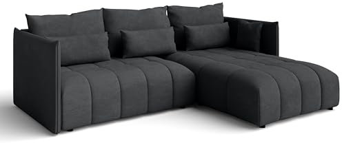 AXLIVING Eckcouch Grau Ecksofa mit Schlaffunktion Bettkasten Cosmova