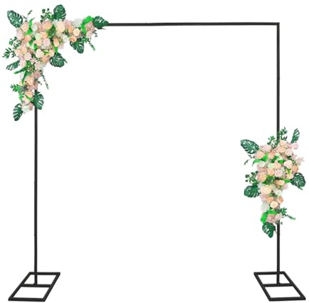 Fiita 2*2m Hochzeitsbogen-Hintergrundständer, quadratisch, schwarz, Metallbogen, Hintergrund für Hochzeitszeremonie, Fotoautomaten, Geburtstag, Party Dekoration