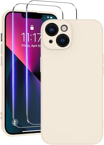 Qasyfanc Soft Silicone Case for iPhone 13 6.1-Inch, White | Full Camera Protection, Anti-Scratch Microfiber Lining, Slim Soft Touch Shockproof Cover