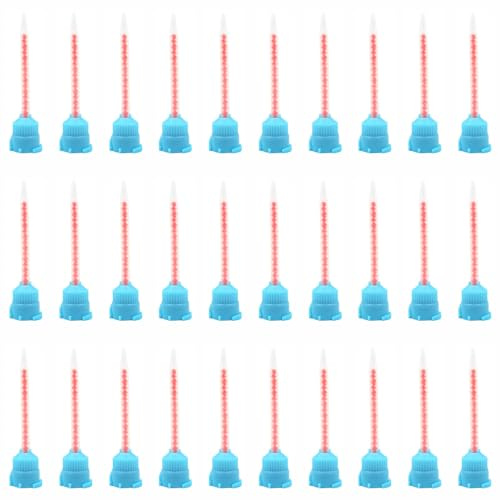 Lot de 30 buses de mélange statiques – Embouts de mélange réutilisables en silicone pour adhésifs en deux parties 10:1, buse distributeur de colle en résine époxy pour collage et réparation (bleu)