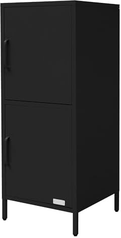 ML-Design Aktenschrank 40x101,5x40 cm, Schwarz, aus Stahl, Büroschrank mit 2 Türen und verstellbaren Regalböden, Mehrzweckschrank Metallschrank Stahlschrank, Aufbewahrungsschrank für Büro & Homeoffice