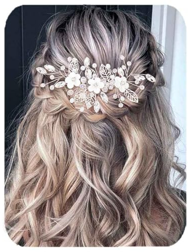 Atigy Fleur de vigne en cristal pour cheveux de mariée - Accessoires de cheveux de mariée pour femme (doré)
