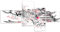 Feeby. Tableau multi panneaux - 4 parties - Impression sur toile, Décoration murale, Image imprimée, Type Z, 200x100 cm, JAPON, ARCHITECTURE, GRAY
