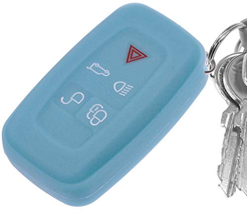 Auto Schlüssel Hülle Silikon Schutz Cover Fluoreszierend Blau für Land Rover KEYLESS Range Rover LR4