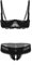 iiniim Women Lace Bra Balconette 1/4 Cup Unlined Shelf Bra with Low Rise Briefs Underwear Black Large