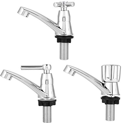 Grifo Fregadero Agua Fria Solo + Akozon Lavabo Grifo Frío Simple Plástico Abs Grifo Frío Simple Grifo De Agua Lavabo Del Baño Accesorios Del Fregadero De La Cocina(一字 G1 / 2)