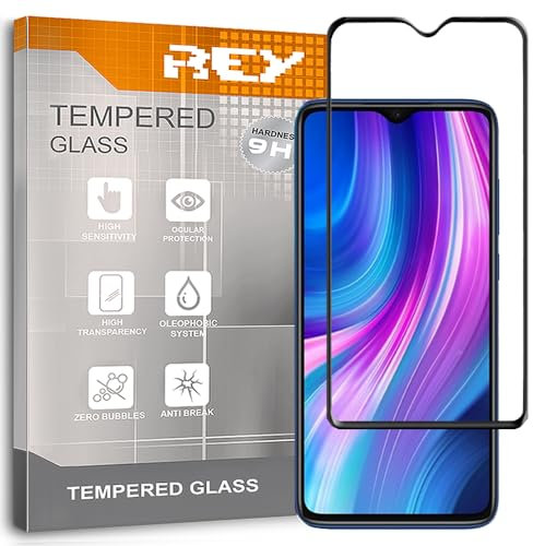 Protector de Pantalla Curvo para XIAOMI REDMI Note 8 Pro, Negro, Cristal Vidrio Templado Premium, 3D / 4D / 5D