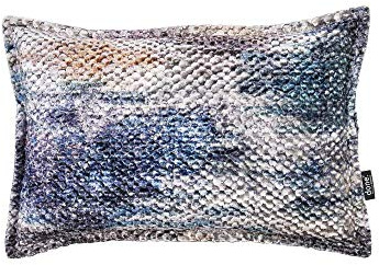 DONE Kissenhülle Glam Colour 40x60cm Samt Mehrfarbig Edel Elegant Steppnaht Reisverschluss Glanz 100% Polyester Wabenstruktur Blau