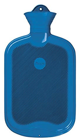 Wärmflasche 100% Naturgummi Blau 2 L Bettflasche Wärmekissen Sänger einseitige Lamelle