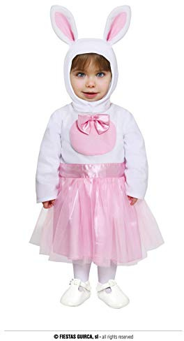 FIESTAS GUIRCA | Rosa Häschen Baby Kostüm - Kapuze und Kleid - Tierkostüme für Kinderpartys, Karneval und Halloween - Ideal für kleine Mädchen - Weiß und Rosa