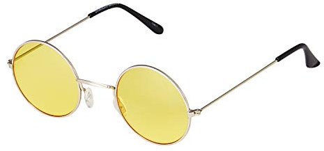 Ultra Monture Argentée avec Verres Jaune Lunettes de Soleil Rondes UV400 pour Hommes et Femmes – Petite Lunettes Rondes Rétro Unisexes avec Charnières Confortables à Ressort