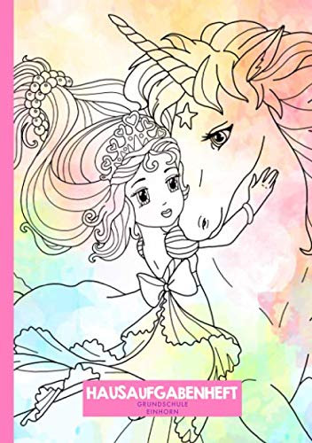 Hausaufgabenheft Grundschule Einhorn: Grundschul-Hausaufgebenheft ohne festes Datum für Mädchen