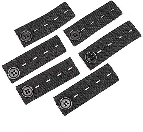 6 pièces ceinture extension boucle pantalon de maternité réglable extender bande élastique ceinture de grossesse noir et blanc ceinture ventrale(Noir)