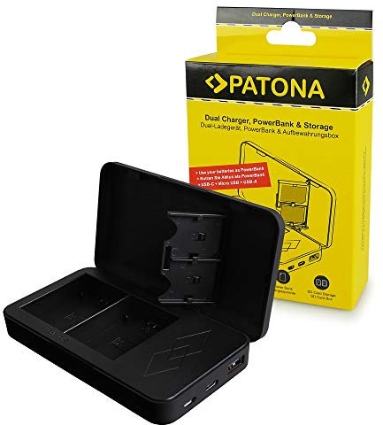 PATONA Chargeur Double avec Powerbank Fonction et Stockage sur Carte Mémoire Compatible avec Sony NP-FZ100 Batteries