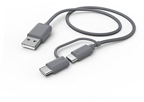 Hama 187224 2in1 USB-Kabel, USB A auf C, 1 Meter, für Smartphone und Tablet