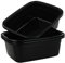 Gloreen Juego de 3 Cuencos de Plástico, 16 Litros Barreño de Plástico Rectangular, Negro Barreño Grande